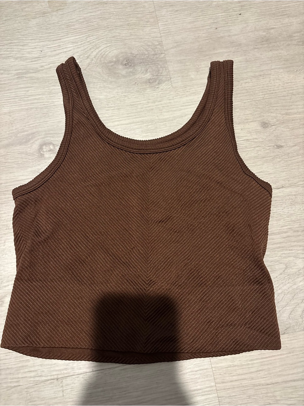 One Step Ahead Brown Ribbed Tank Crop